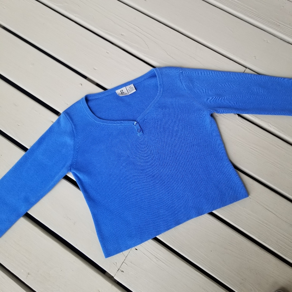 PM blue 3/4 sleeve sweater